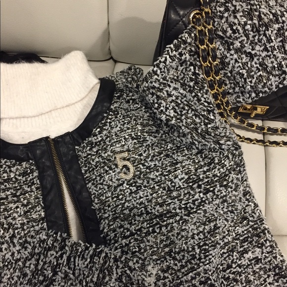 Christos Garkinos Tweed Faux Leather sweater L HSN - Picture 5 of 5